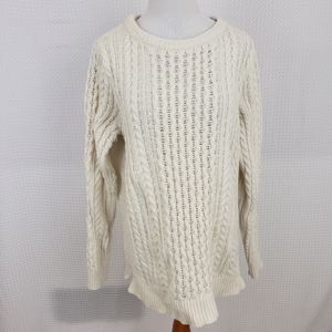 Boden Sweater Cable Knit Wool Blend Sweater Cream size Medium Chunky Preppy